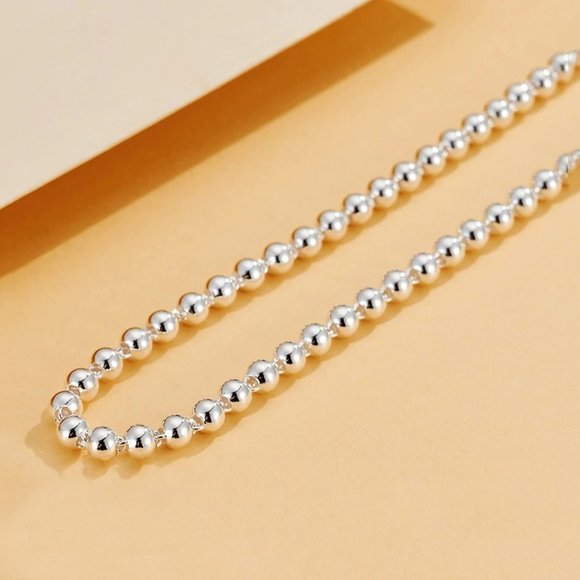 NEW 925 Sterling Silver 18'' Bead Necklace - Picture 3 of 6